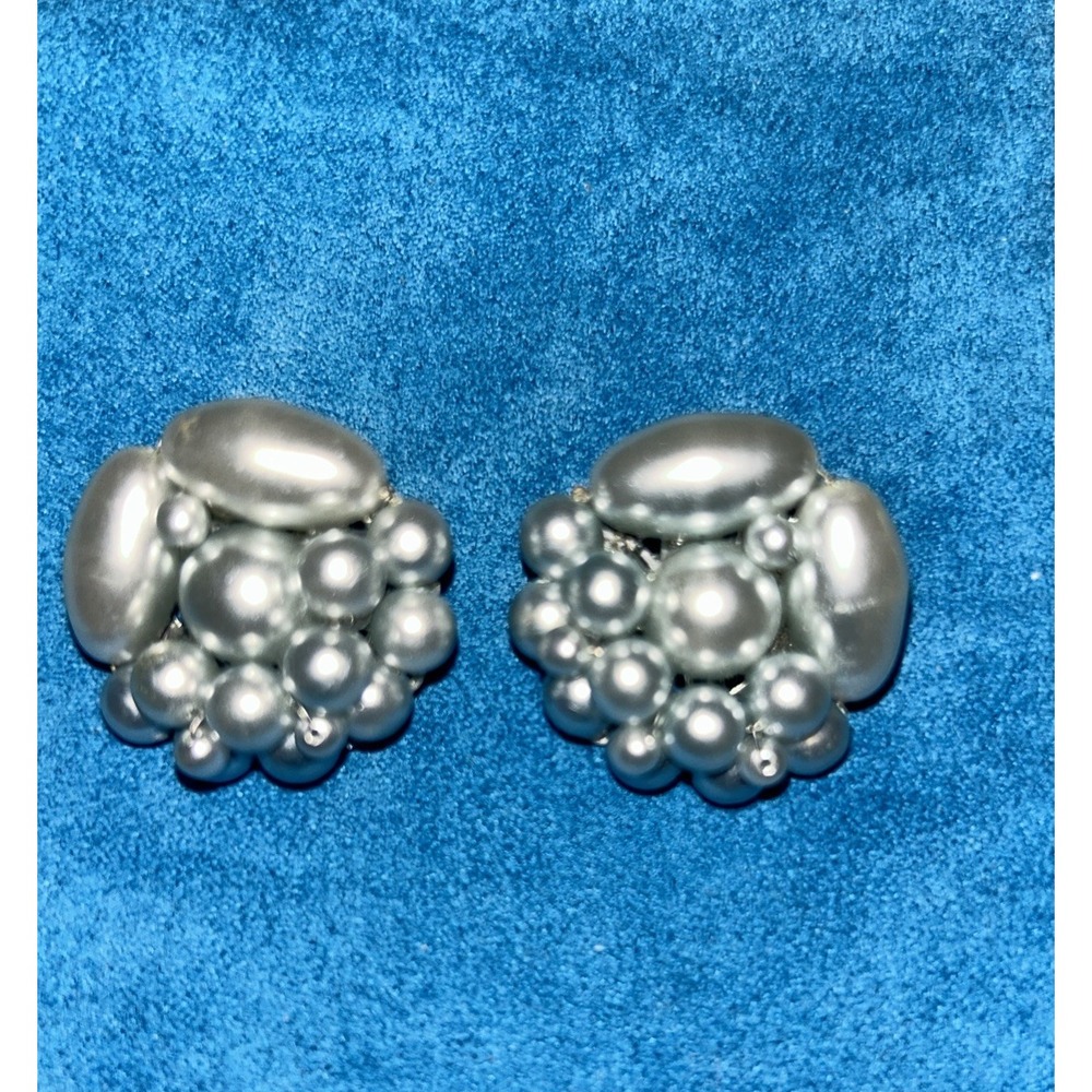 Vintage Colored Faux Pearl‎ Clip On Earrings